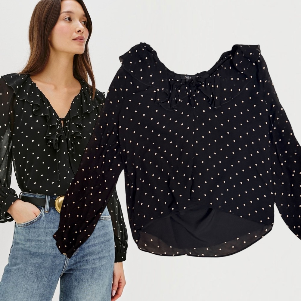 Rails Blouse Ruffled Polka Dot Black Small